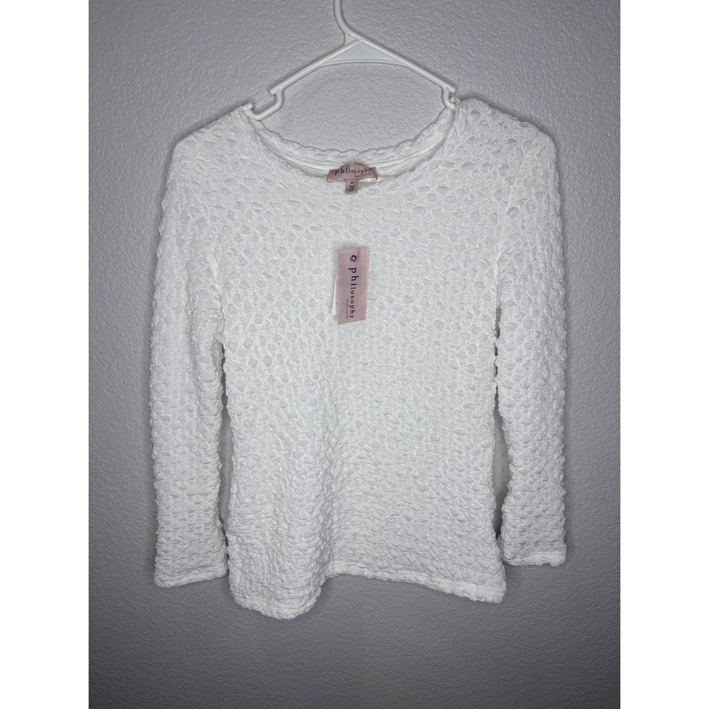 Philosophy Republic Clothing White Textured Bubble Popcorn Knit Top Small NWT